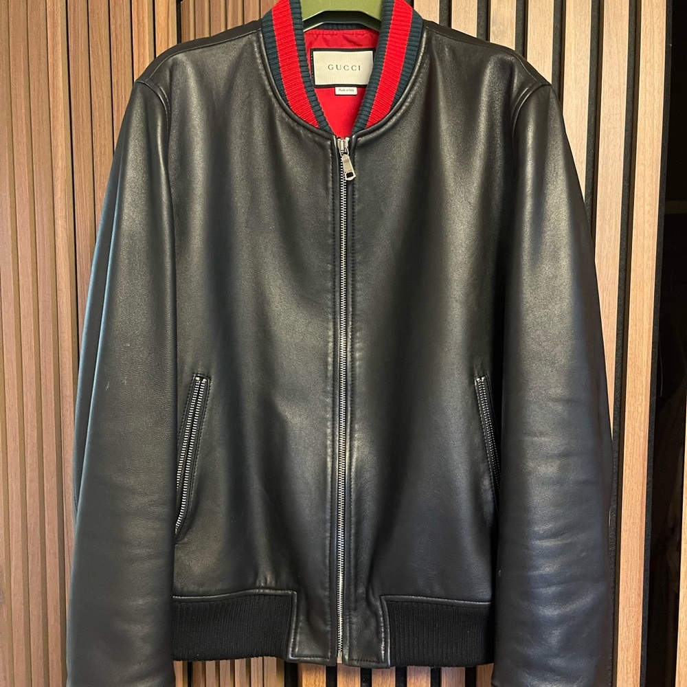 Gucci - Leather Bomber Jacket size 48 (small-medium)
